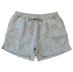 Jones New York Striped Gray Women's High-Rise Linen Shorts - Size XL